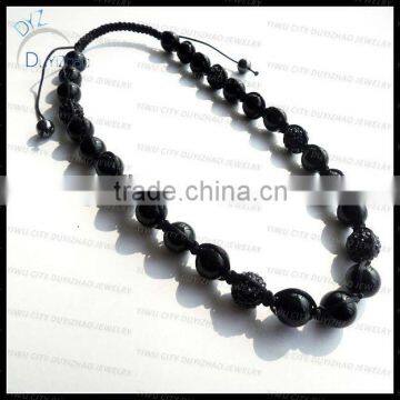 Top quality black mens shamballa necklace