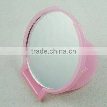 Plastic round double folding table top single face pocket mirror