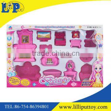 Girls plastic miniature doll house furniture toy