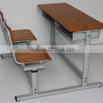 double school desk and chair/high quality university furniture desk and chair/economic school furniture