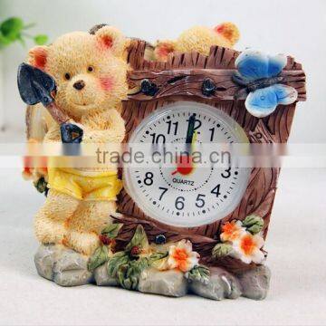 wholesale garden bear resin small alarm clock