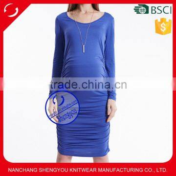 Custom spandex viscose plain blank long sleeve maternity dresses