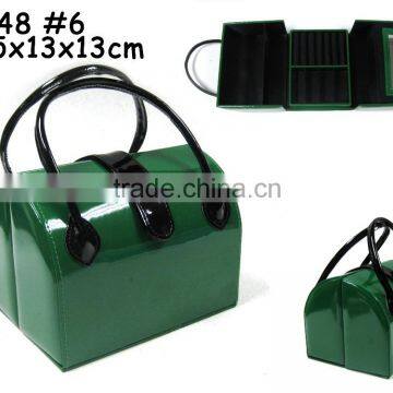 PU leather cosmetic bag box with handle shining box fashion jewelry box