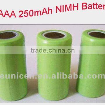 1/2AAA battery 250mAh NI-MH 1.2V rechargeable nimh battery pack backup battery