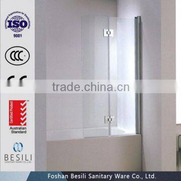 Hinge & folding Australian standard glass shower screen for bathtub W5