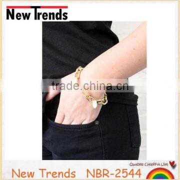 Wholesale gold simple style wide alloy chain bracelet hot sell