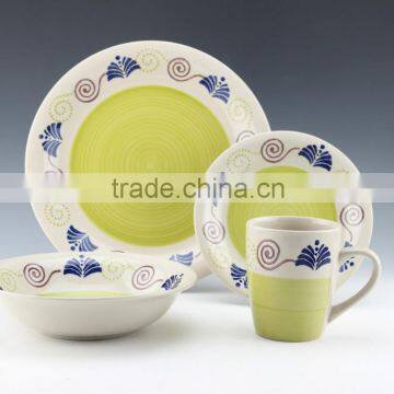 16pc Stoneware Dishwasher Safe Food Grade Hand Painted Dinnerset AB Grade/2016 New Design/ceramic Mug