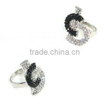 Fashion ring, Alloy ring, CZ stone ring PD plating