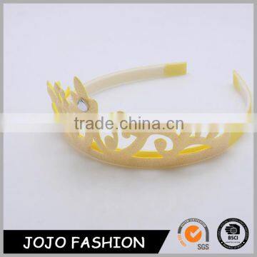 Fashion wholesale yellow plastc tiara crown kid hair accessory