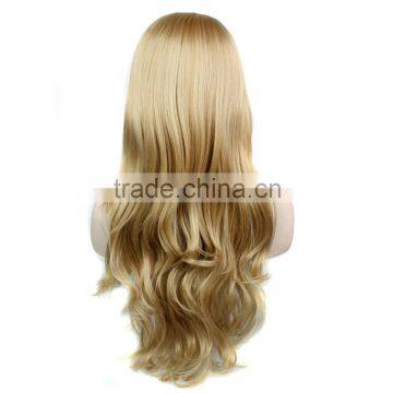 New Arrival Long Wavy Curly Blonde Hair Wigs Heat Resistant Synthetic Hair Wig With Full Bangs Color 613# photo-2