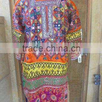 Vintage Mirror Work Dress From Indian and Sindh Tribes Textile Costumes Kurta