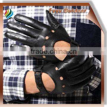 split cow leather gloves with holes in fingers allow ventilation, fashion forward