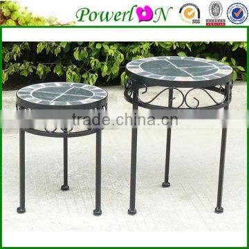 Hot Selling Antique Fashion Design Wrough Iron S/2 Round Plant Stand Garden Ornament For Decking I26M TS05 G00 X00 PL08-5713