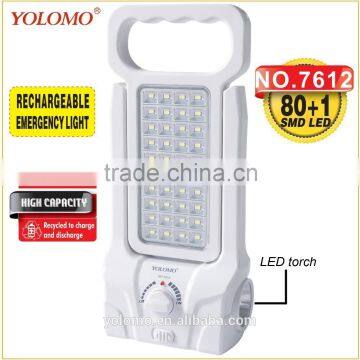 Solar interface rechargeable led emergency light with torch