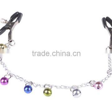 nipple clamp black with copper bell iron link chain