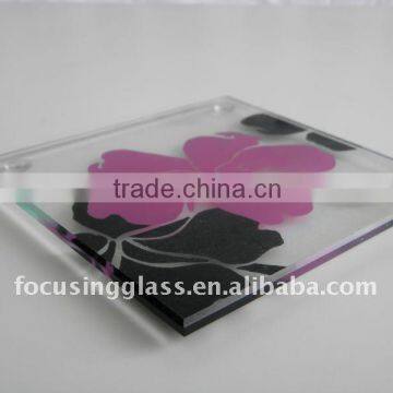 Flower Pattern Decal Tempered Glass Coaster