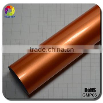 TSAUTOP 2016 New Style Film Stickers Vinyl Orange colored metallic foil wrapping paper