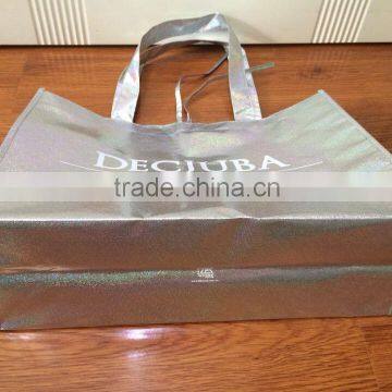 Custom Promotional Gift silver metallic non woven tote bag