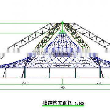 Full Professional design large span textile architecture such as tensile membrane structure roof or facade curtain wall