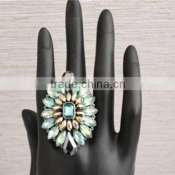 Green Color Crystal Rings China Factory, Wholesale Fashion Jewelry Stretch Rings photo-2