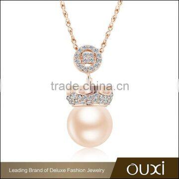 OUXI fashion gold cc pearl necklace made with AAAA zircon 11289-1