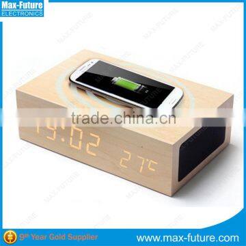 Wooden Bluetooth Speaker With LED Clock and QI Wireless Charger(F-1141) photo-2