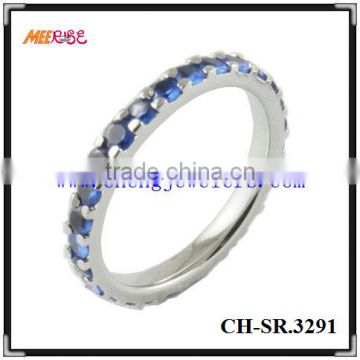 Single row inlay crystal stainless steel ring for girl