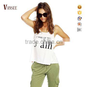 Cotton printing loose style tank top for women