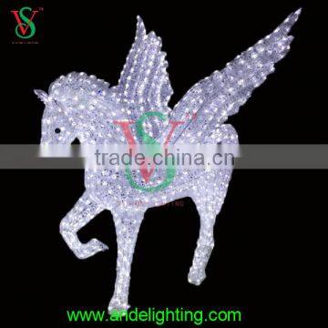 2016 new acrylic waterproof Pegasus flying white winged horse led light with wings for outdoor decorations