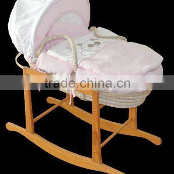 Eco-friendly handmade Baby Moses basket with rocking stand