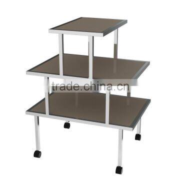3 Tier advertising display table/ Display table stand with casters