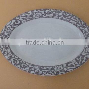 10'' porcelain fish plate custom ceramic oval dinner plate & dish stock OTH006