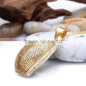Stainless Steel Unique Crystal Design Gold Plated Pendant photo-3