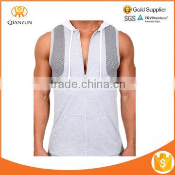 Jacket Sport Casual Mens Zip Hoody Gray Sleeveless Hooded