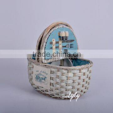 picnic wicker basket with handle for 2persons