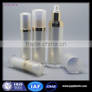 pearl white waist shape plastic acrylic cosmeitc lotion bottles with pump for skin care cosmetic packaging