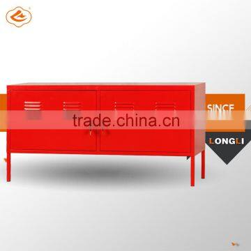 Korean Modern Red Lateral Metal Bedside Strorage Cabinet With Shelves photo-2