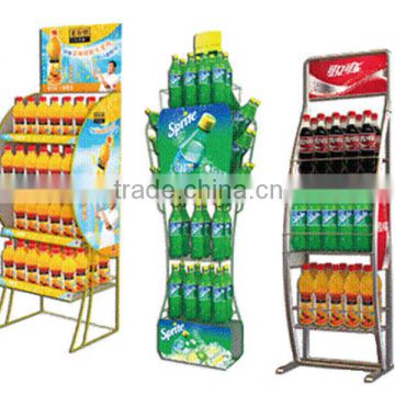 metal tube and wire mesh stand beverage display rack