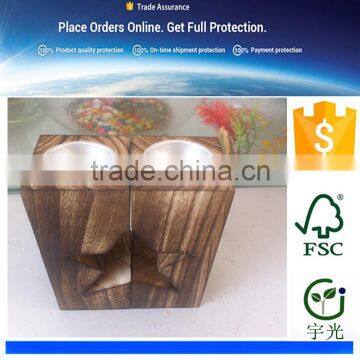 Holiday Decoration Vintage Stars Shape Wooden Carved Candle Holder