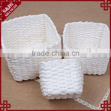New Set of 3 Stackable Design Paper Rope Hand Woven Gift Decorative Small Baskets photo-2
