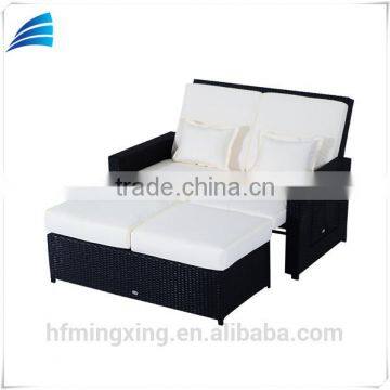 Outdoor Patio Wicker Loveseat and Ottoman Furniture Sofa Set