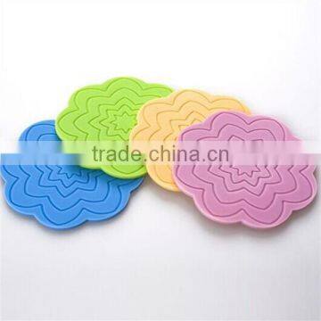 14071807 colorful flower design silicone cup coaster rubber mat