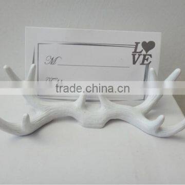 Pure White Deer Antler Wedding Place Card Holder photo-4