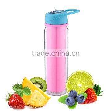 2016 new productrs BPA FREE flip top double wall tritan water bottle