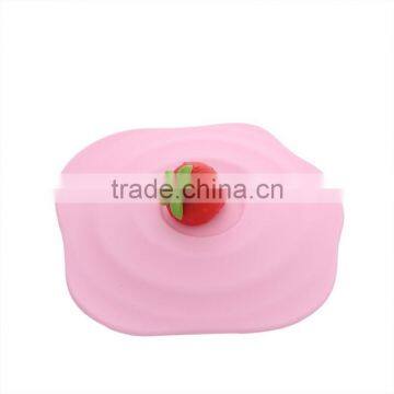 100% Food Grade Cute Designing Silicone Cup Lid Strawberry Cup Cover photo-3