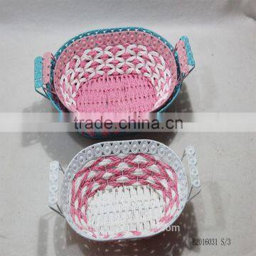Round/Oval Paper Rope Wire Storage Tray With Ear Handle photo-3