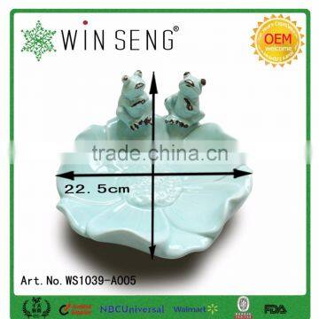 Lotus Shape Decorative Ceramic Frog photo-3
