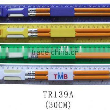 Promotional stationery set logo printed ruler with eraser and pencil set