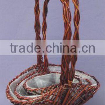 Handmade Willow Flower Basket Sets with Handle