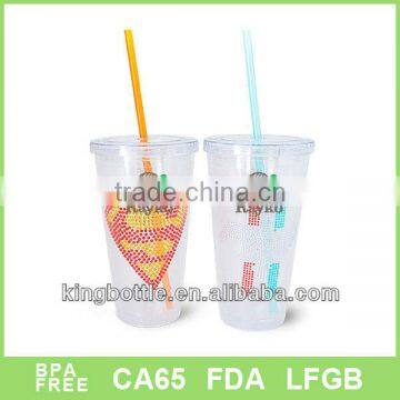 Double wall AS plastic bling tumbler